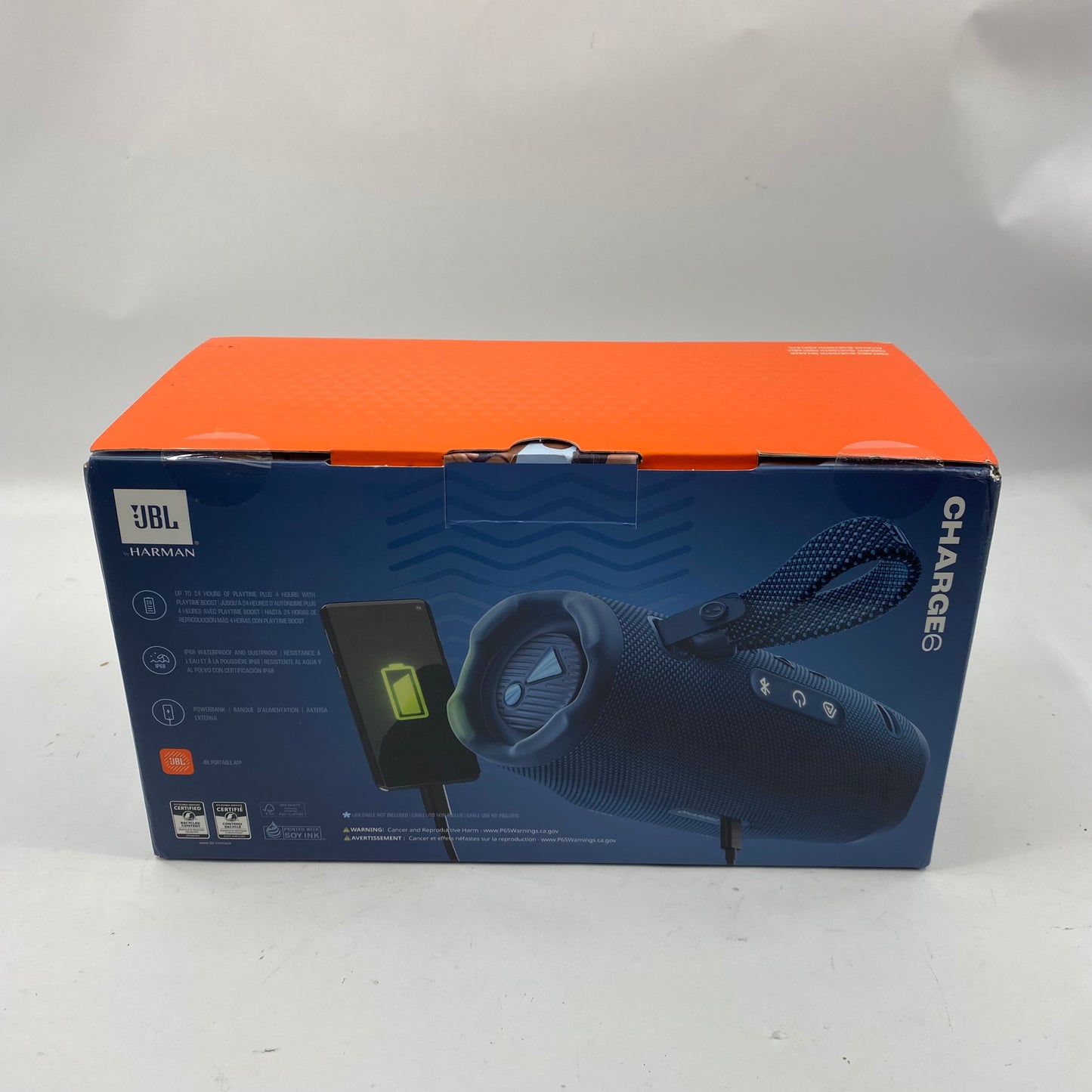 New JBL Charge 6 Portable Waterproof Bluetooth Speaker Blue JBLCHARGE6BLUAM
