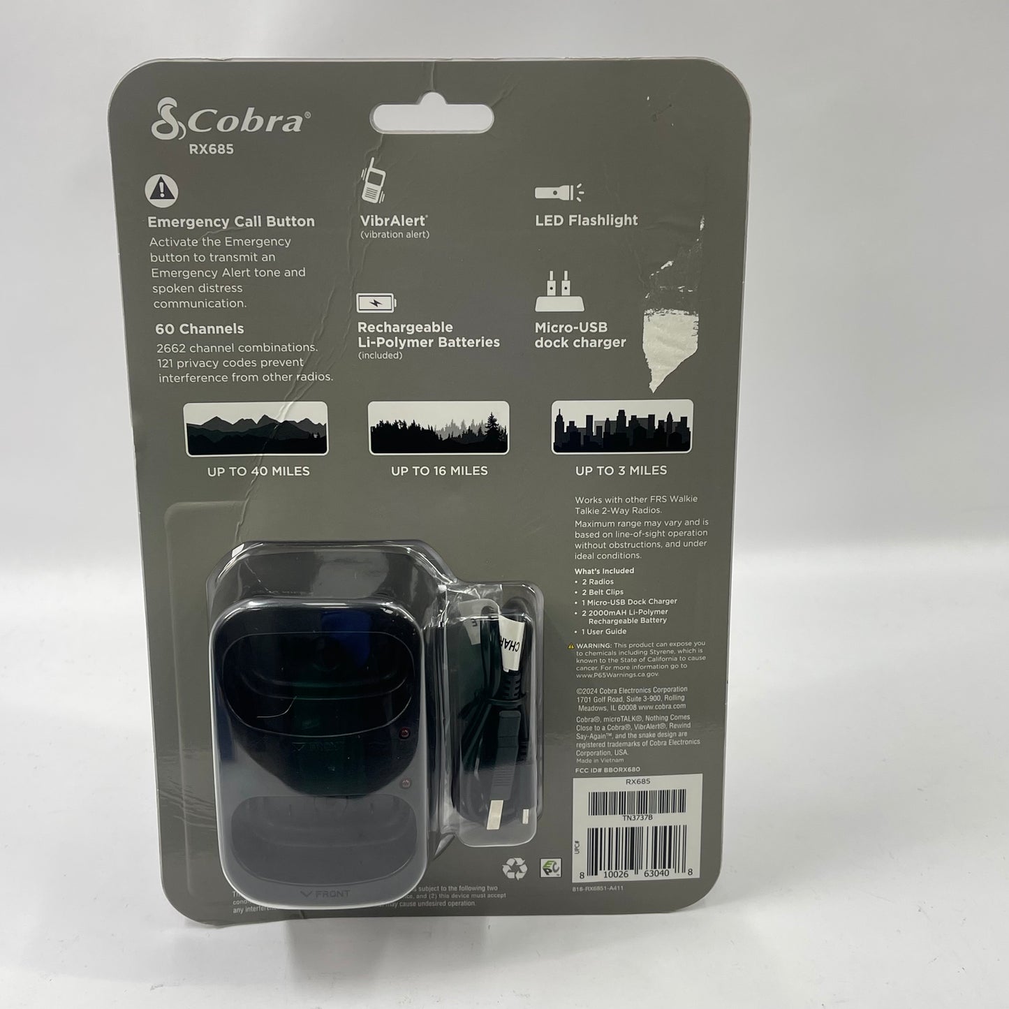 New Cobra Walkie Talkie RX685 Walkie Talkie RX685
