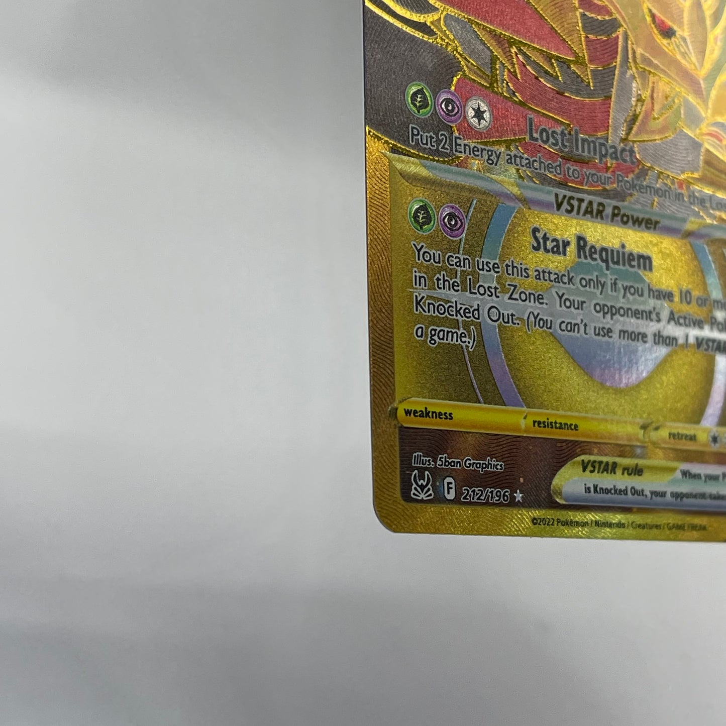 Pokemon TCG Lost Origin Giratina VSTAR #212 Trading Card 212/196
