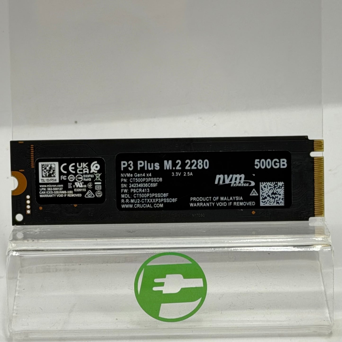 Crucial 2280mm P3 Plus 500GB M.2 NVMe Gen 4.0 x 4 SSD CT500P3PSSD8