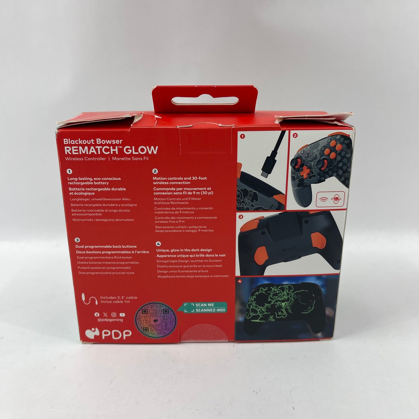 New PDP Rematch Glow Wireless Controller Blackout Bowser Edition For Switch