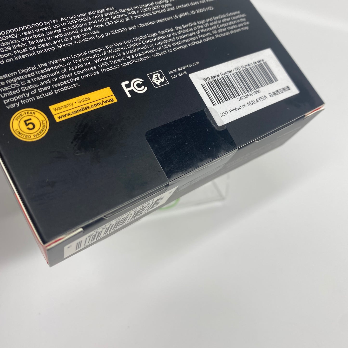 New SanDisk Extreme Portable 2TB USB-C SSD SDSSDE51-2T00-AW25