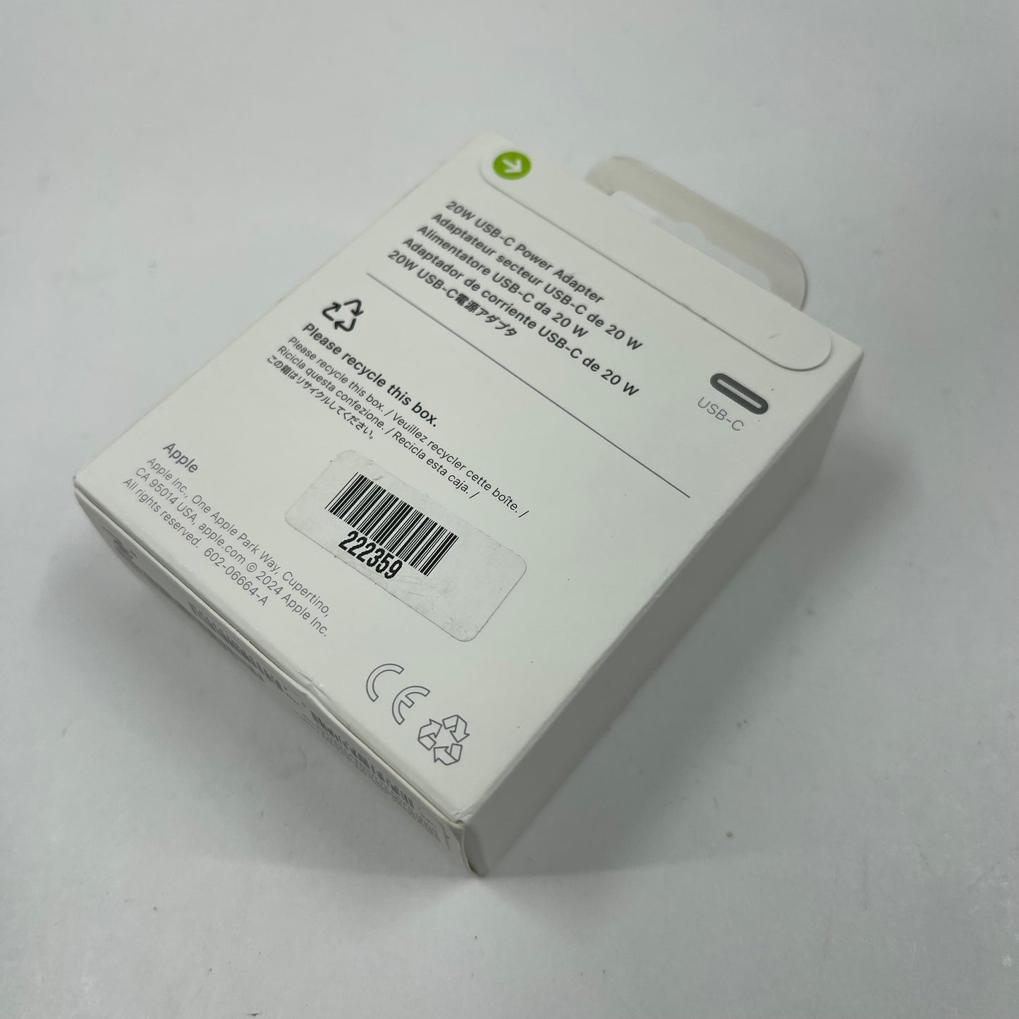 New Apple 20W USB-C Power Adapter White MWVV3AM/A