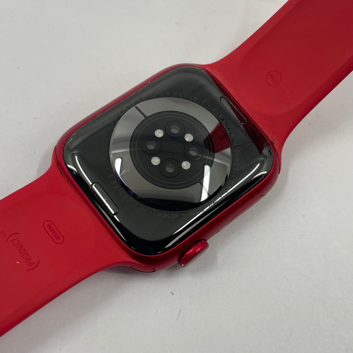 GPS Only Apple Watch Series 9 45MM Product Red Aluminum Red Sport Band A2980