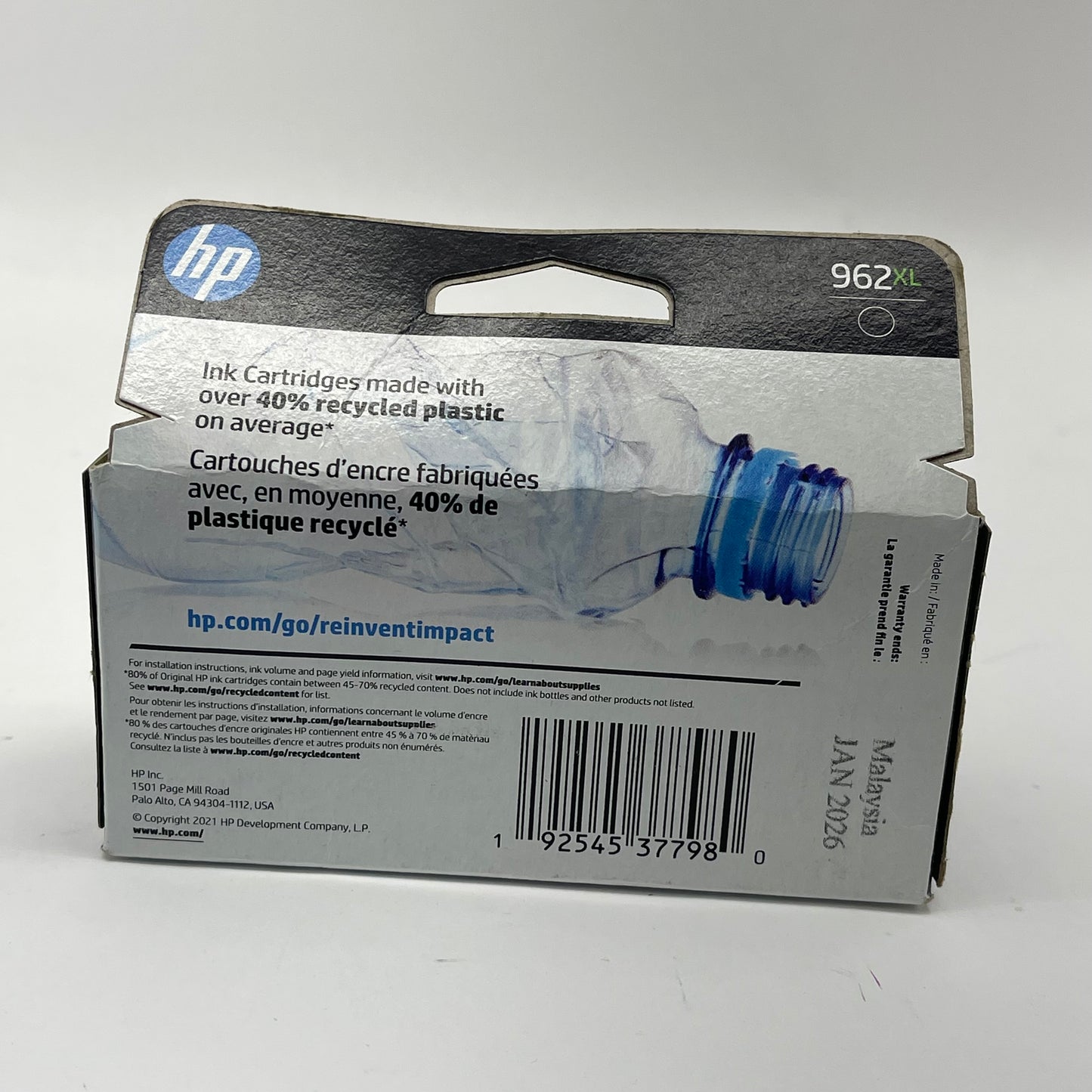 New HP 962XL Black Ink Cartridge Prod Date Jan 2026