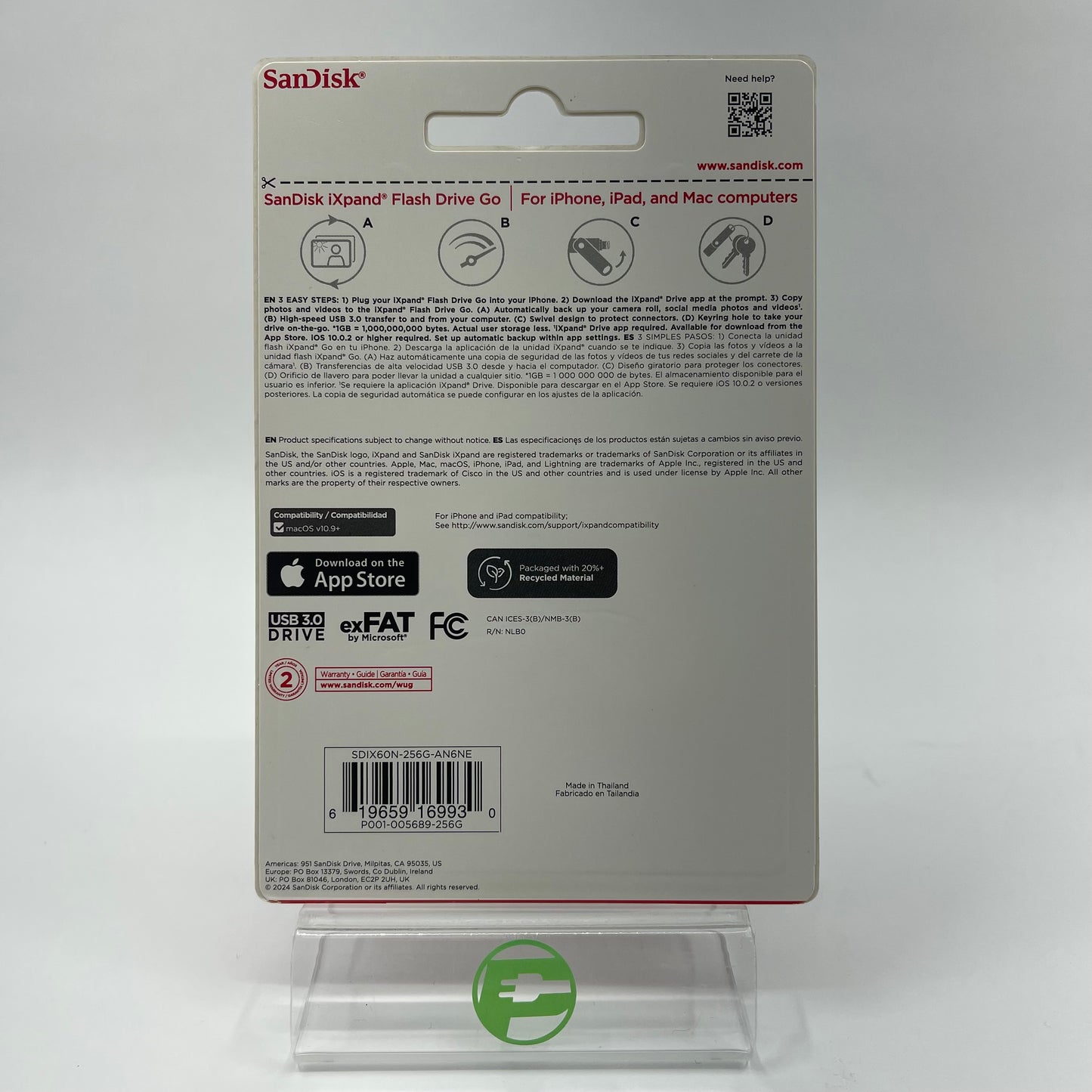 New Sandisk iXpand Flash Drive Go 256GB USB to Lightning SDIX60N-256G-AN6NE