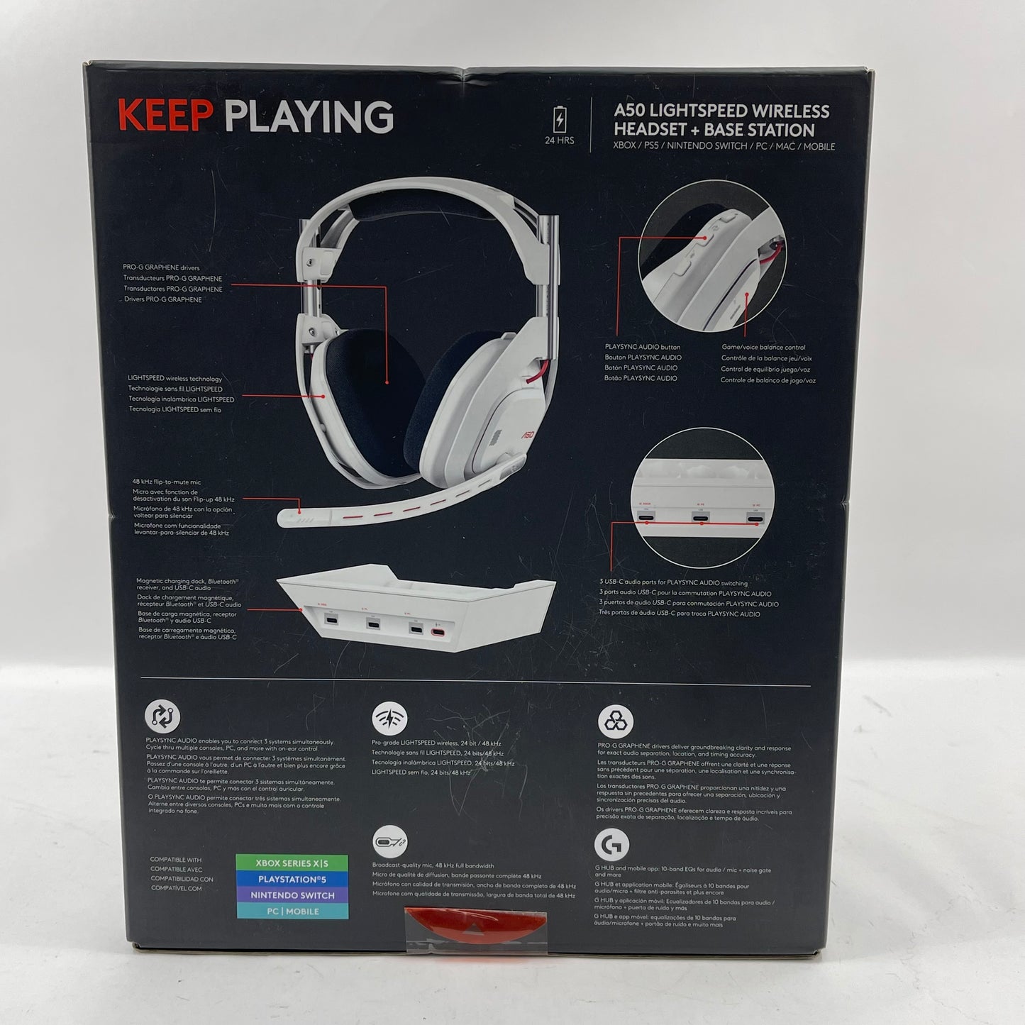 New Logitech A50 Wireless + Base Station Gaming Headset White 939-002229