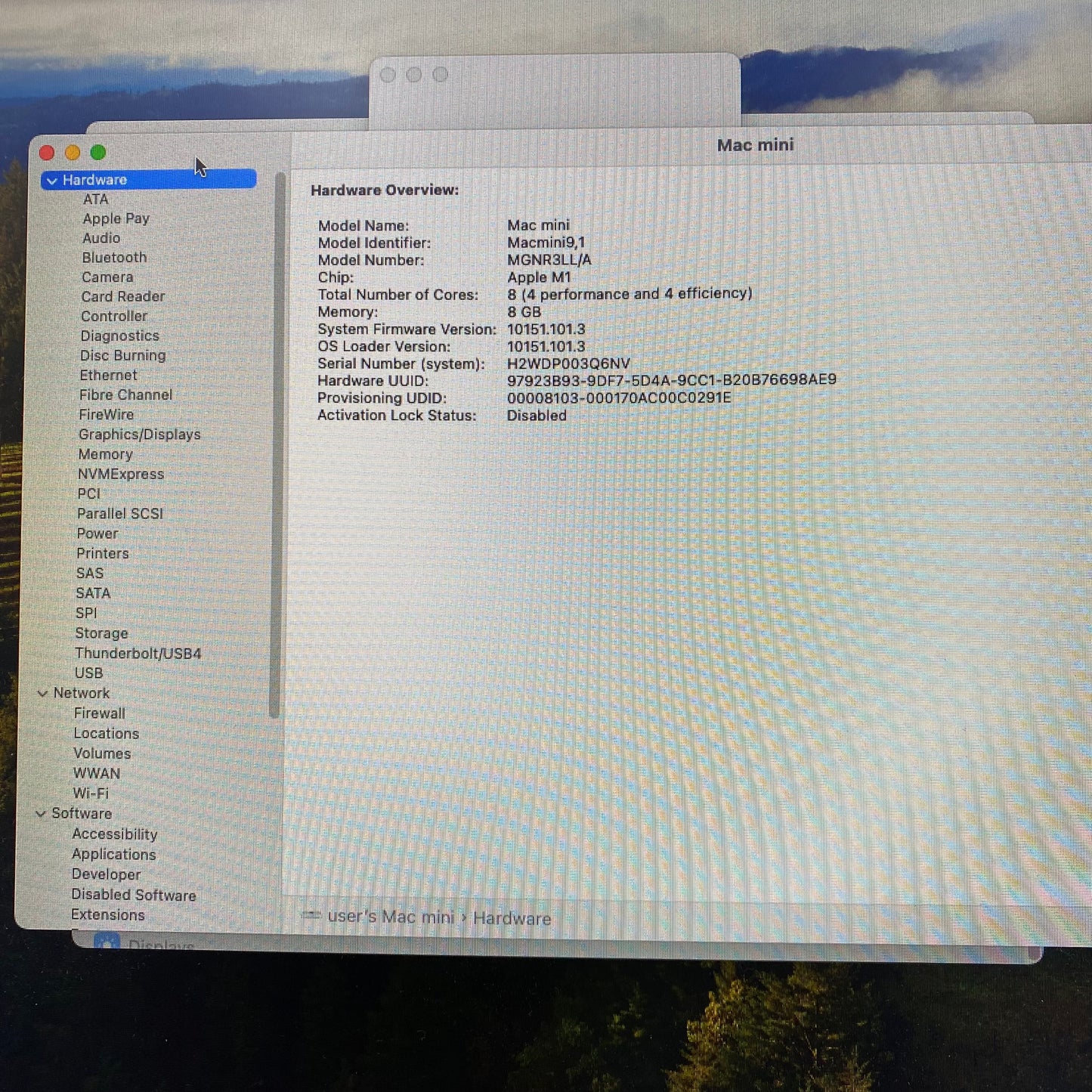 2020 Apple Mac Mini M1 3.2GHz 8GB RAM 256GB SSD Silver A2348