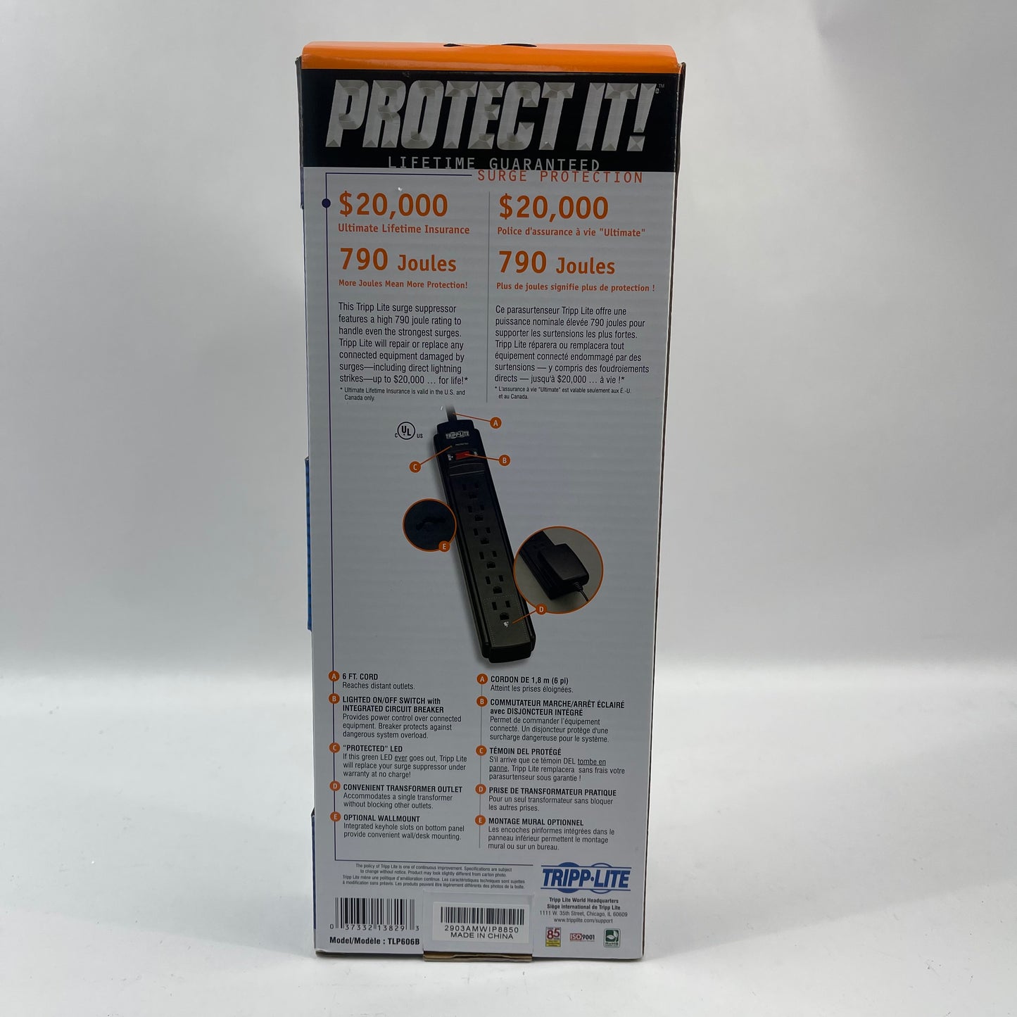 New Tripp Lite Outlet Extension Power Strip TLP606B