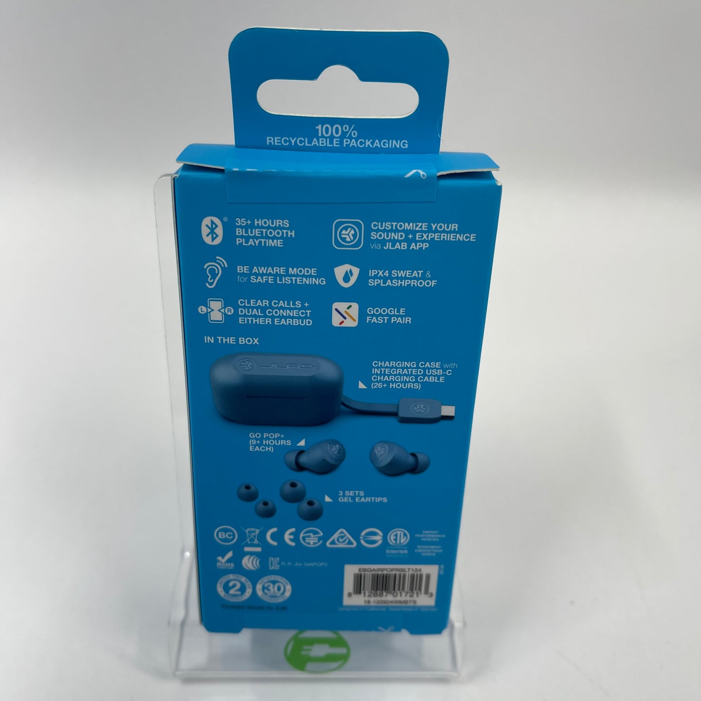 New JLab GO Pop+ True Wireless In Ear Earbuds Slate EBGAIRPOPRSLT124