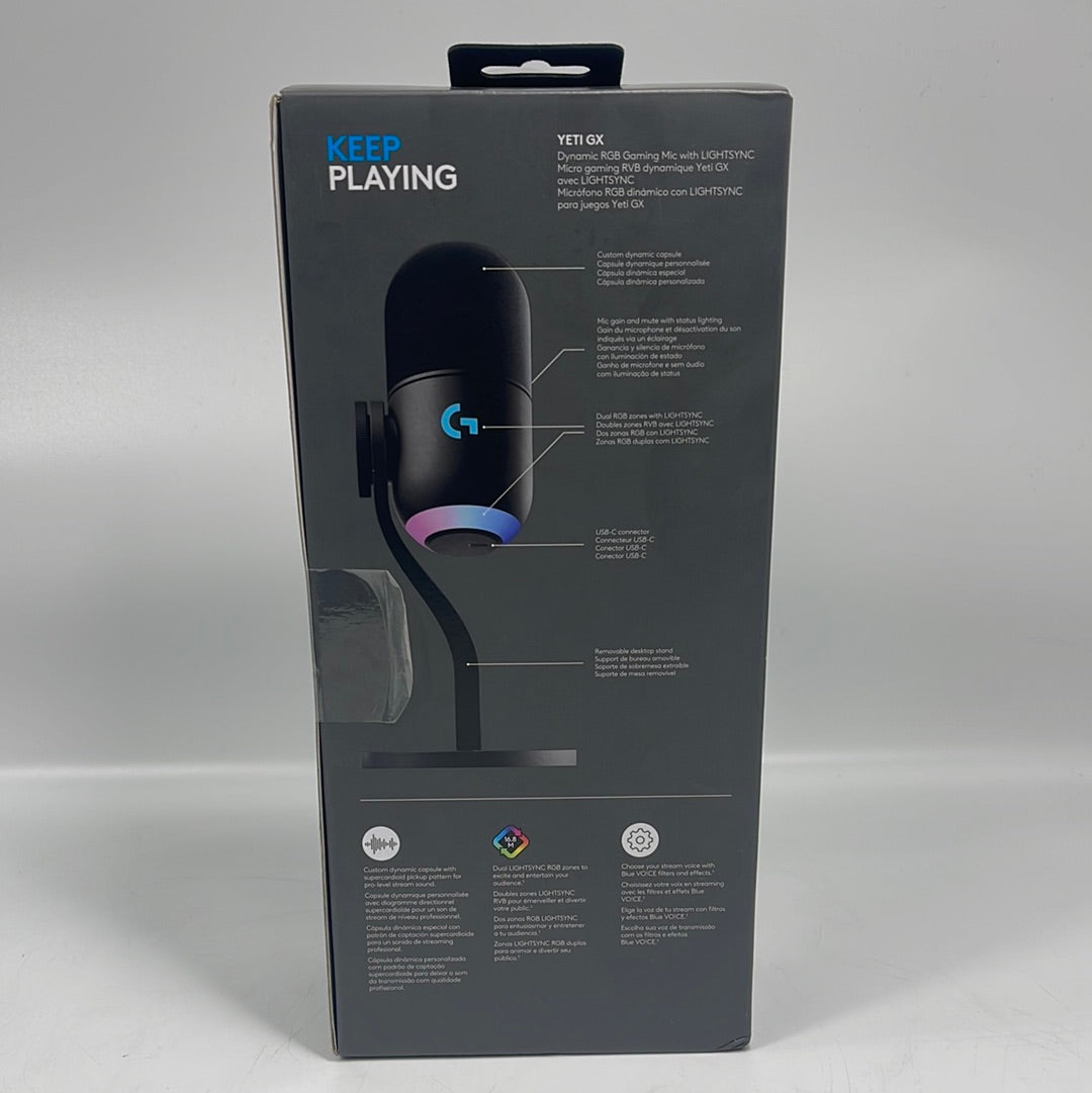 New Logitech YETI GX Dynamic RGB Gaming Microphone with LIGHTSYNC 988-000567