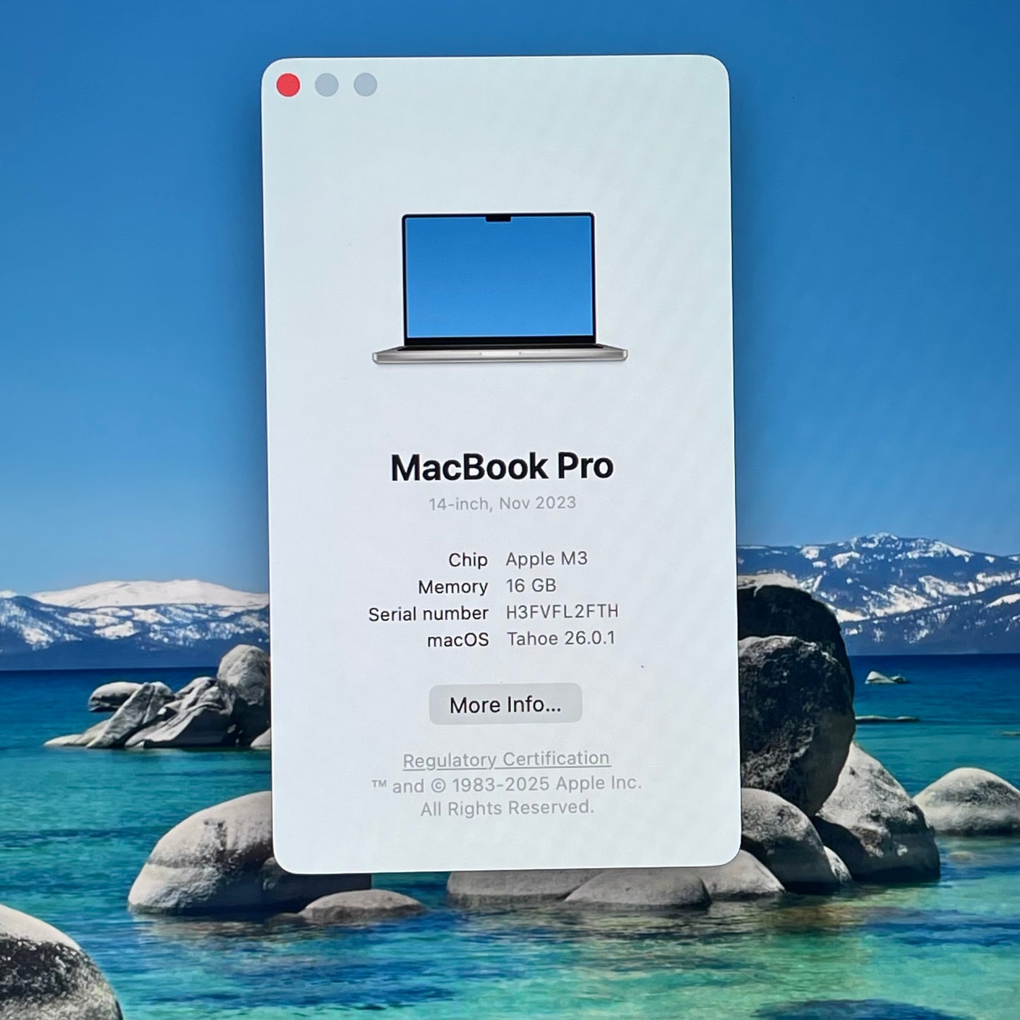 2023 Apple MacBook Pro 14" M3 10C GPU 4.0GHz 16GB RAM 1TB SSD A2918