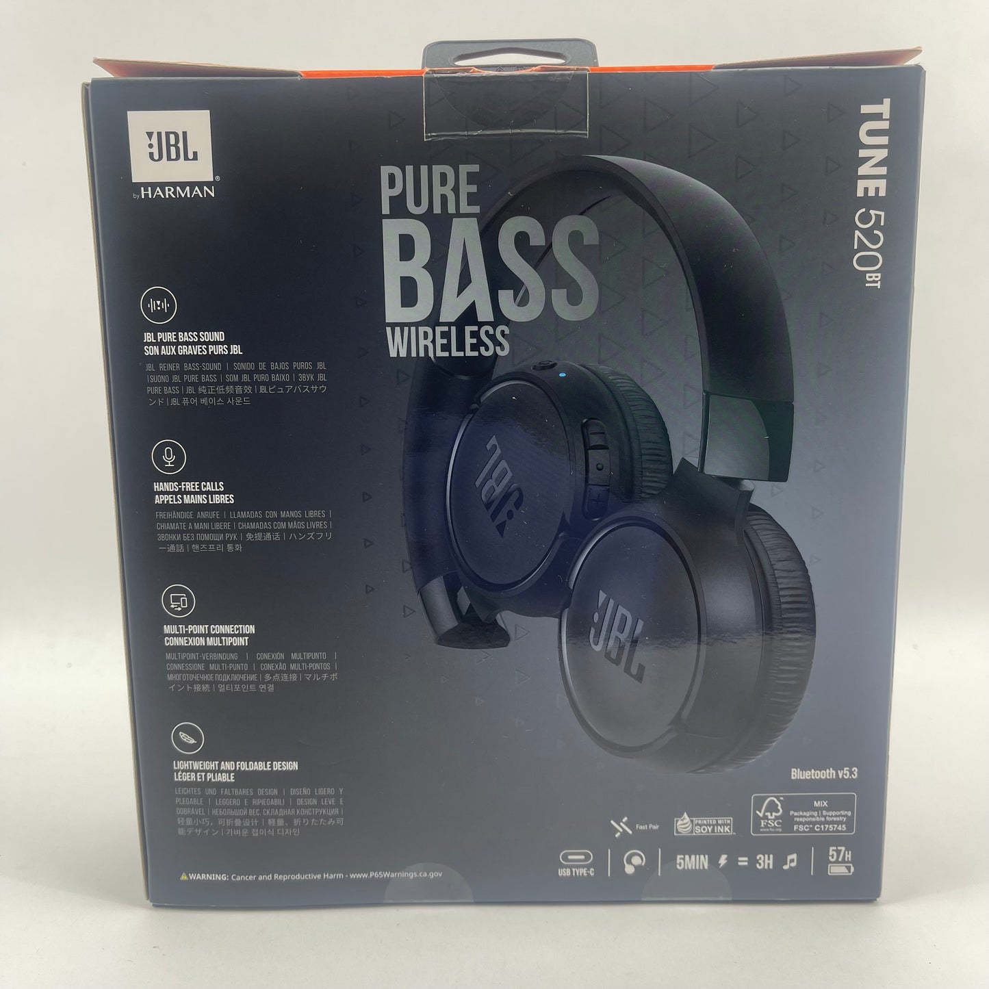 JBL 520 BT Wireless On-Ear Bluetooth Headphones Black JBLT520BTBLKAM