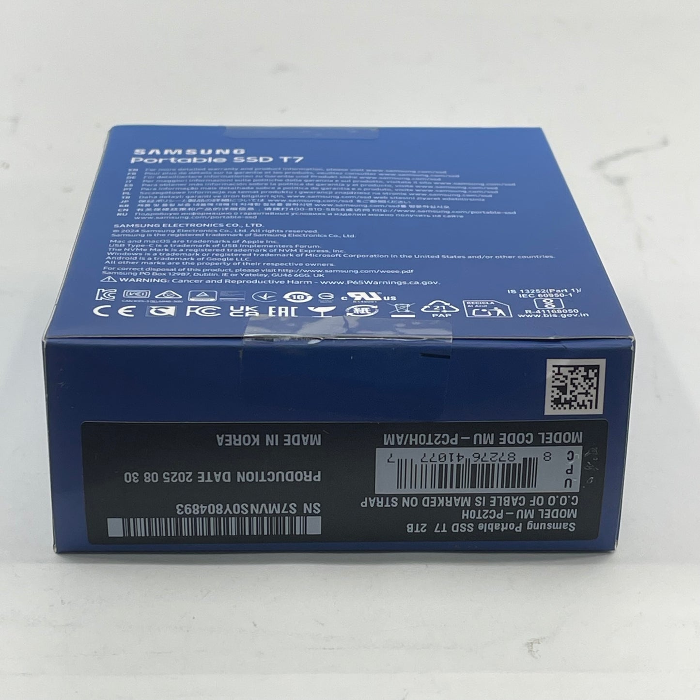 New Samsung T7 2TB USB-C to USB-A/USB-C Portable SSD MU-PC2T0H