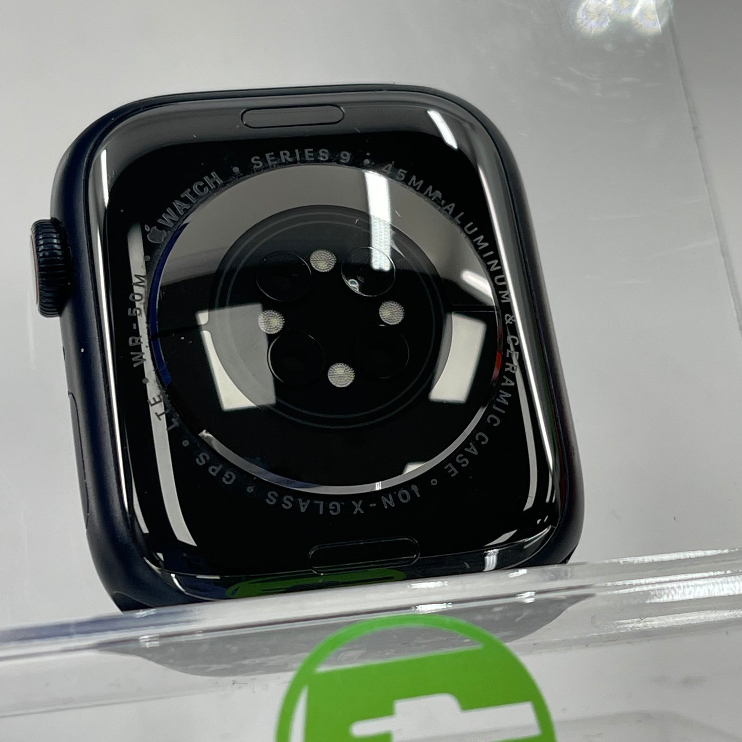Unlocked Apple Watch Series 9 45MM Midnight Aluminum Blue Milanese Loop Face Only A2984