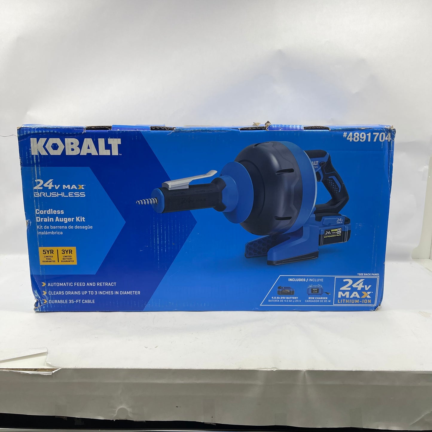 New Kobalt 4891704 24V MAX Cordless Drain Augur Kit