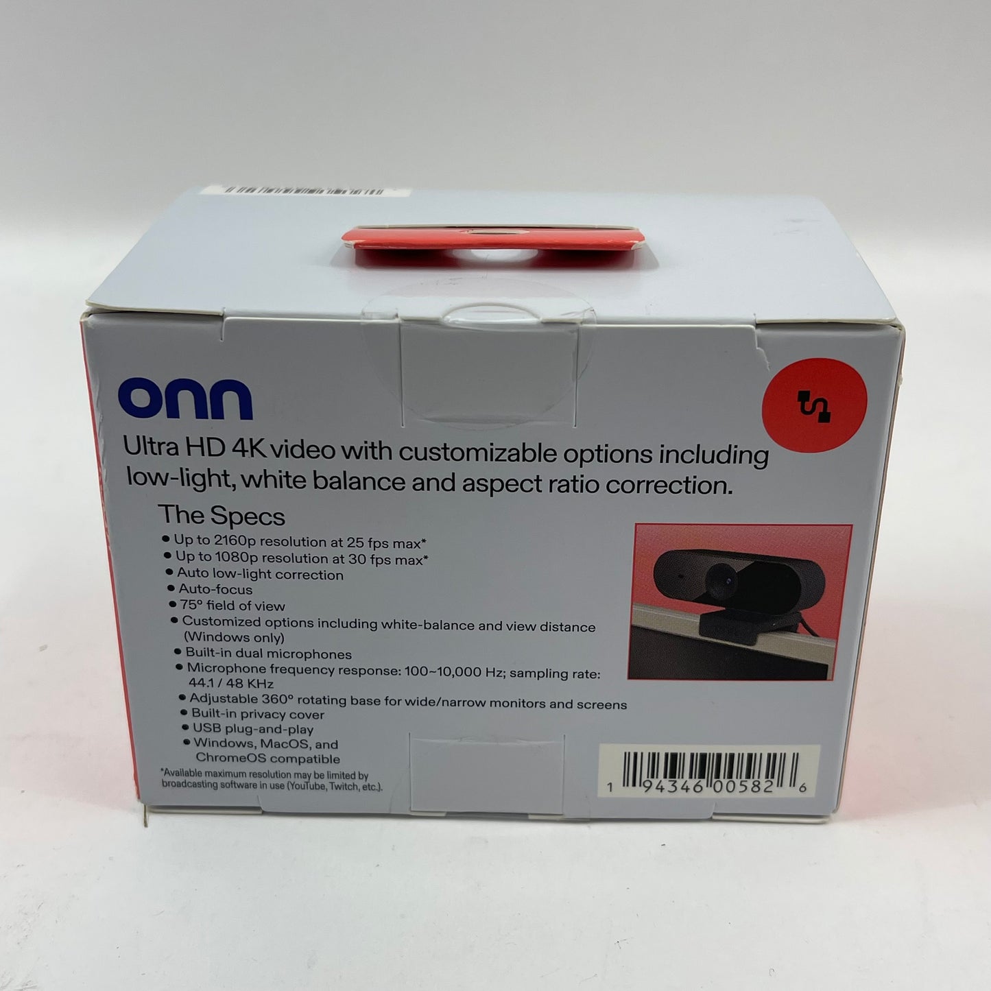 New Onn 6' 4K UHD Webcam 100162478