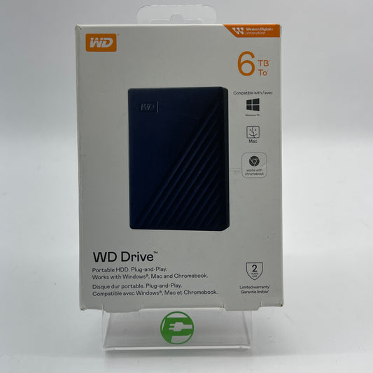 New Western Digital WD Drive 6TB Portable USB-C HDD WDBRBU0060BBL-WEWM
