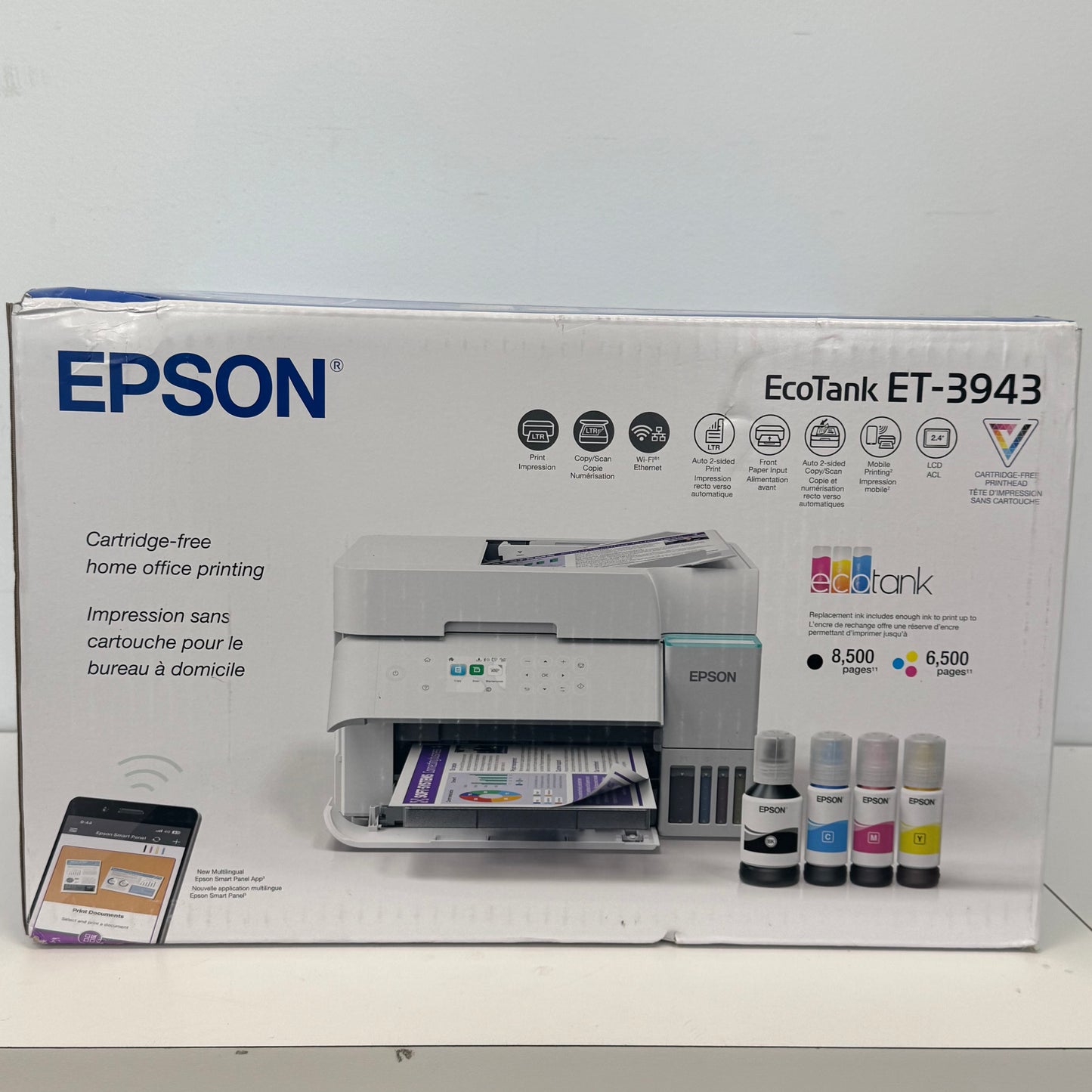 New Epson EcoTank Wireless Printer ET-3943