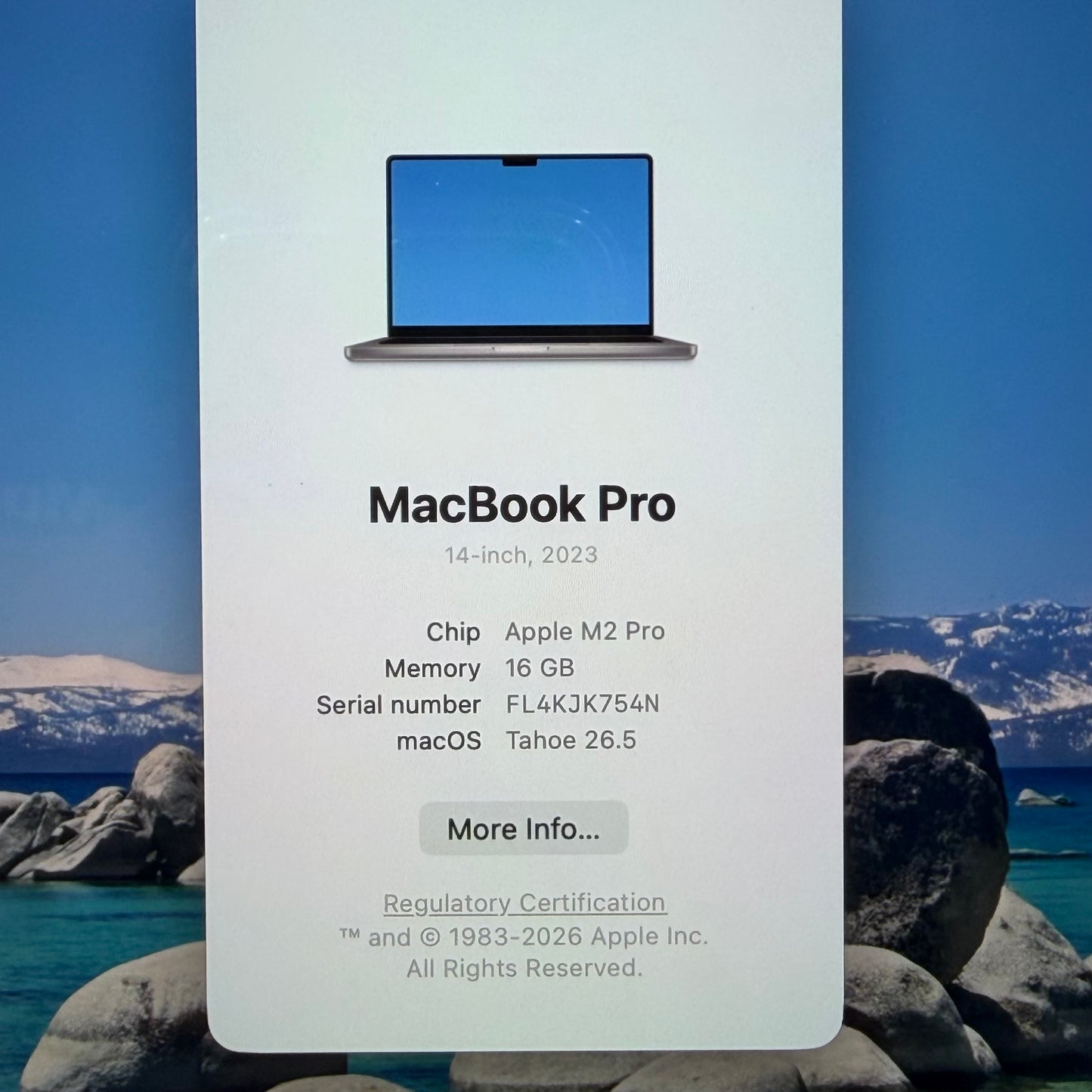 2023 Apple MacBook Pro 14" M2 Pro 16C GPU 3.5GHz 16GB RAM 512GB SSD MPHE3LL/A