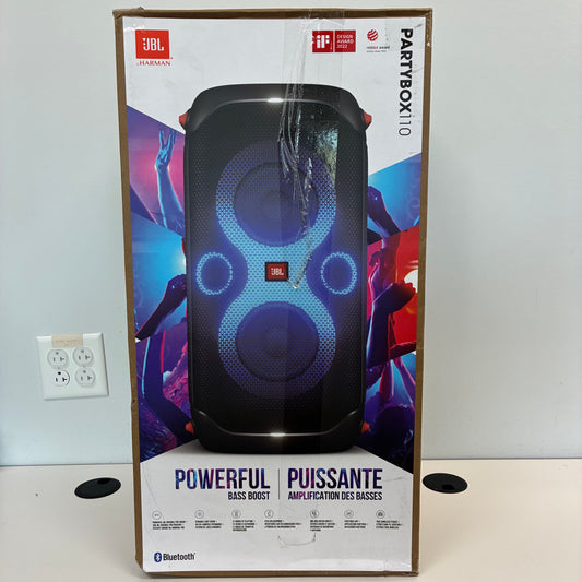 New JBL PartyBox 110 Portable Party Speaker Black JBLPARTYBOX110AM