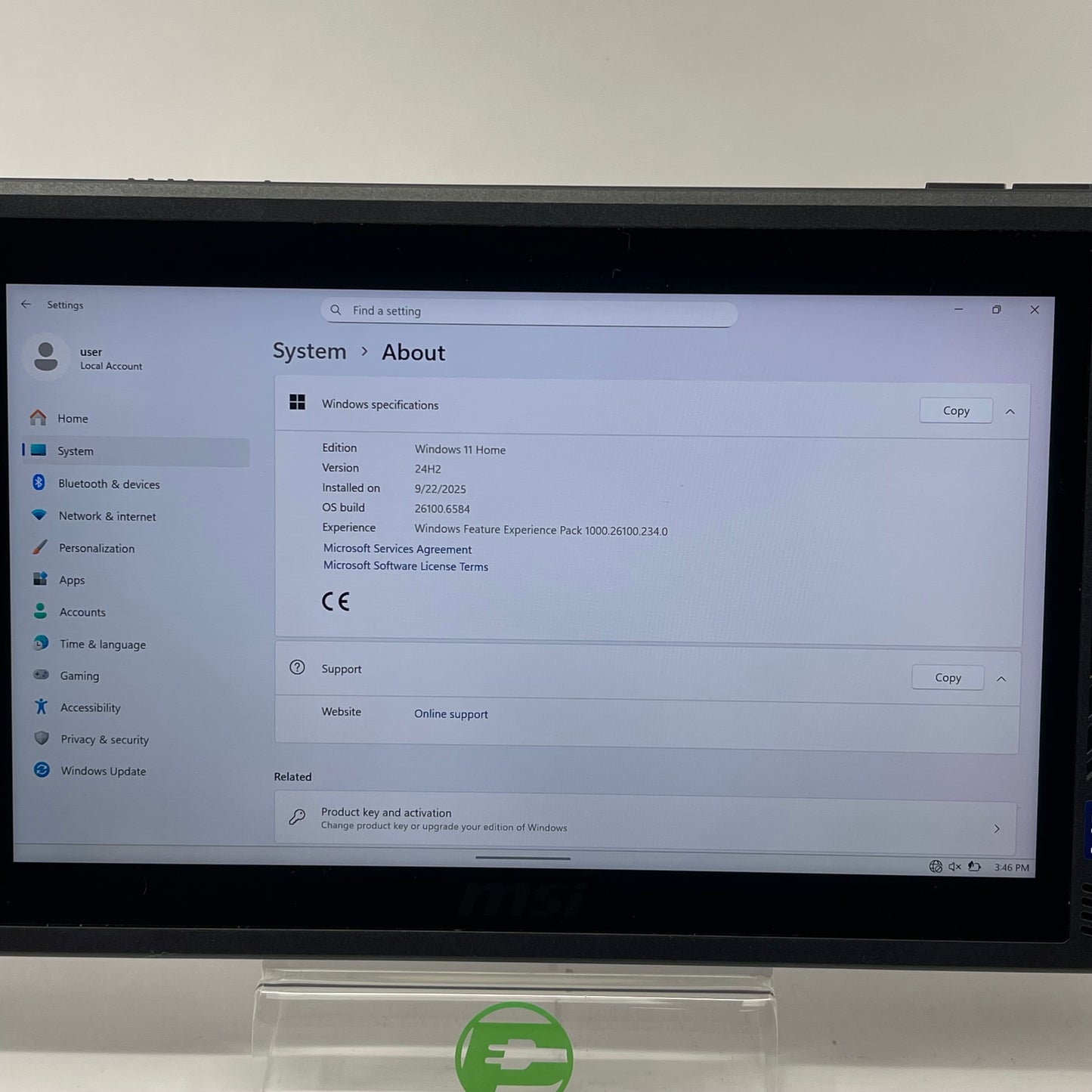 MSI Claw MS-1T41 Core Ultra 7 155H 16GB RAM 512GB SSD Handheld PC