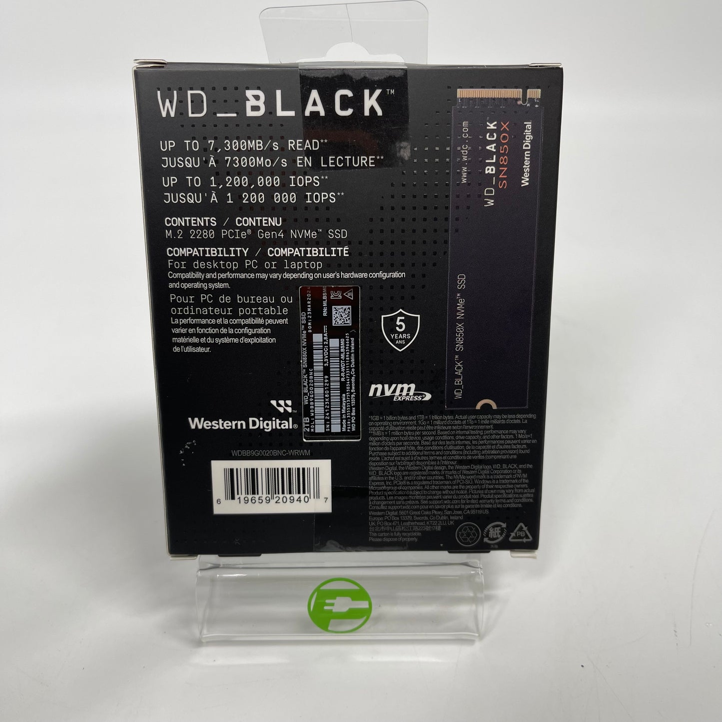 New Western Digital WD SN850X 2TB M.2 2280 PCIe Gen4 NVMe SSD WDBB9G0020BNC