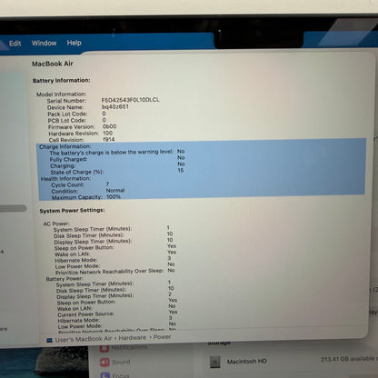 2024 Apple MacBook Air 13.6" M3 8C GPU 4.0GHz 8GB RAM 256GB SSD MRXV3LL/A
