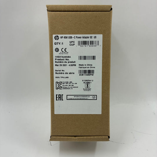 New HP 45W USB-C Power Adapter G2 Laptop Charger 1HE07AA#ABA