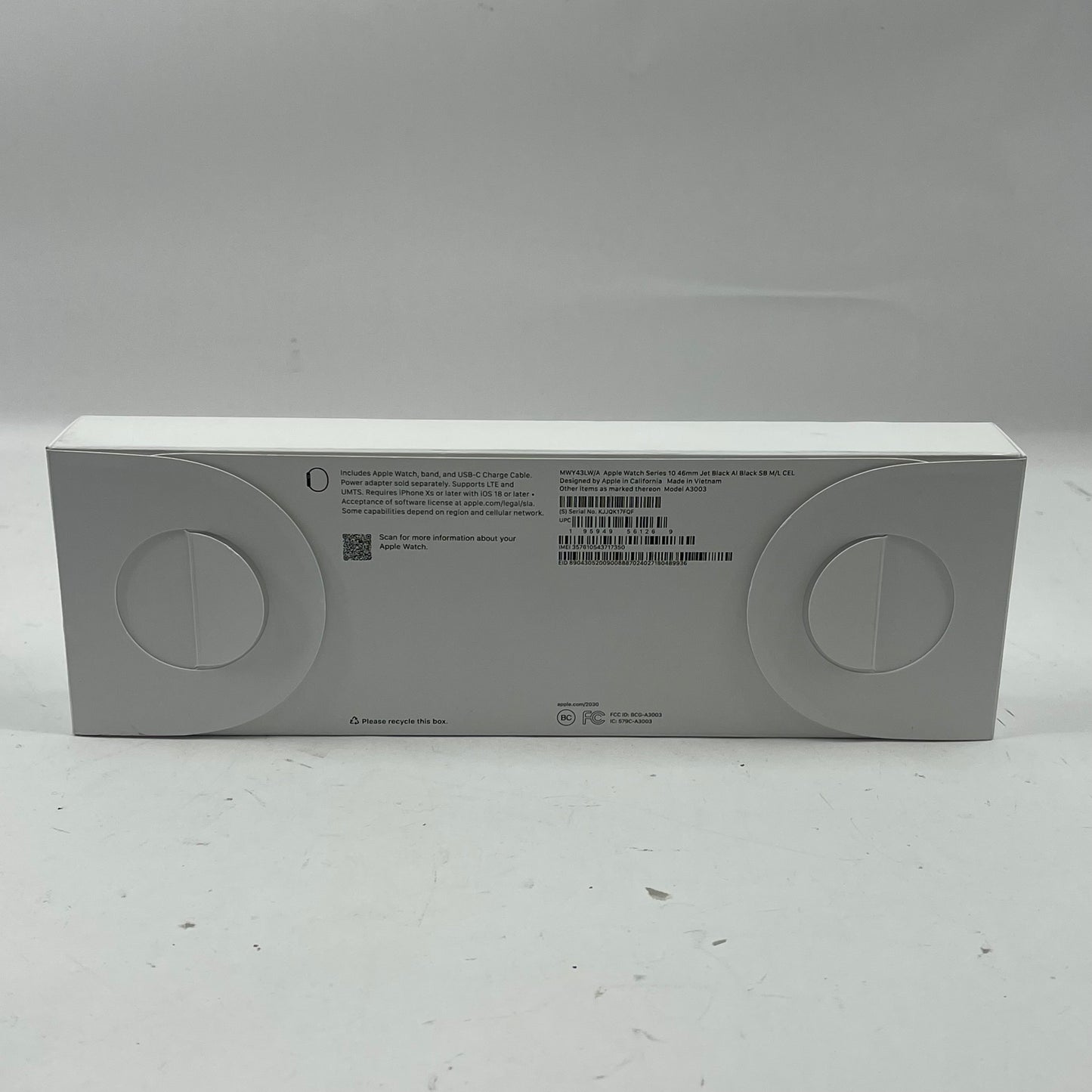 New Unlocked Apple Watch Series 10 46MM Silver Aluminum Black Sport Band A3003