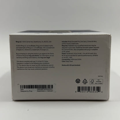 New Ring Wired Doorbell Pro 3rd Gen Wired Doorbell Camera Deep Silver