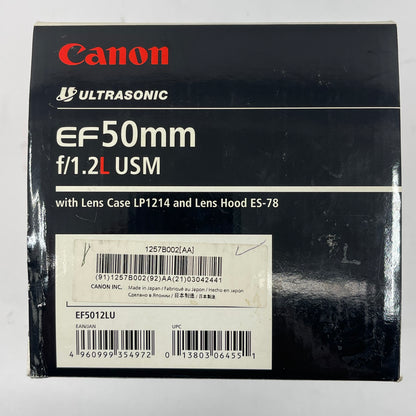 Canon EF 50mm f/1.2 L USM Auto & Manual Prime Lens