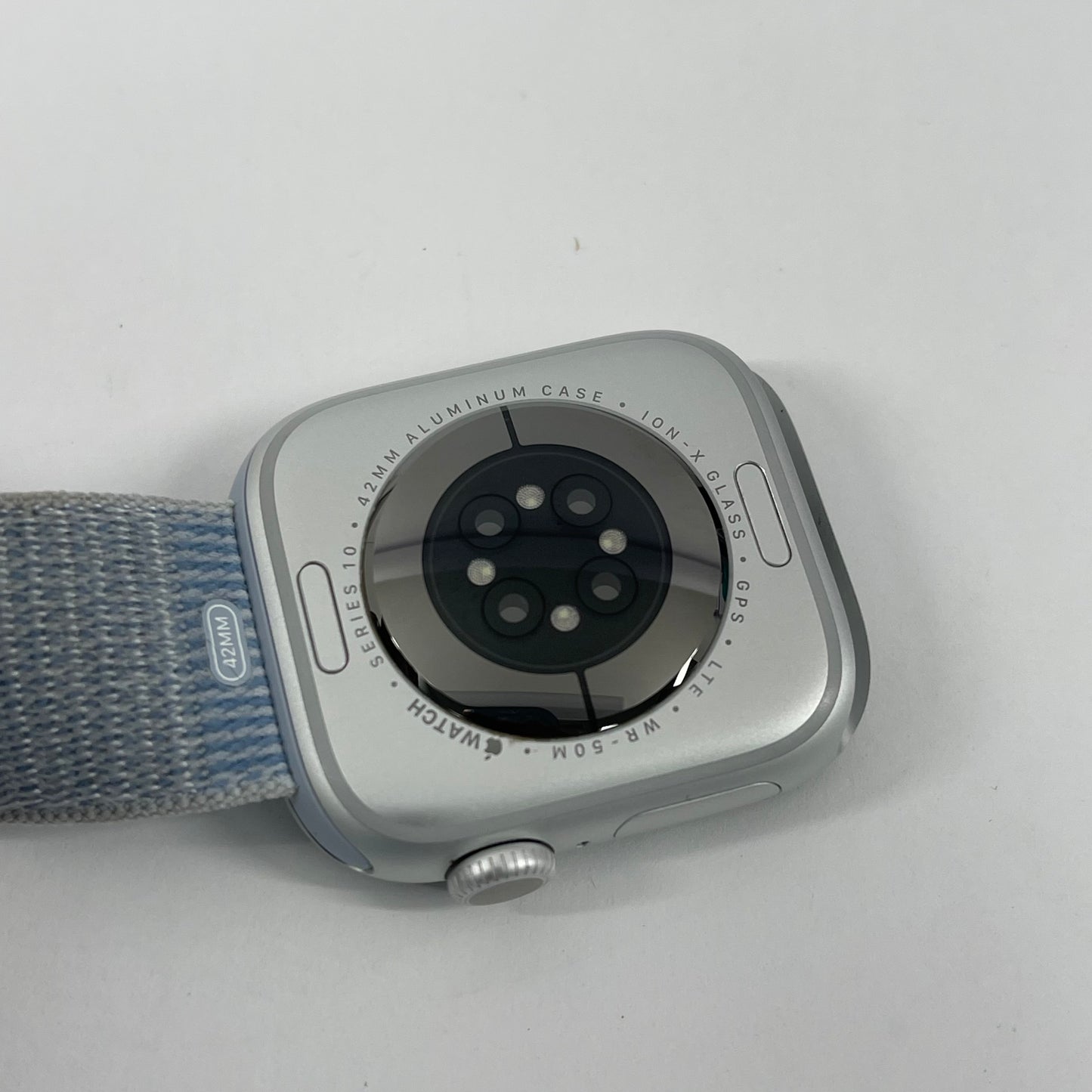 Unlocked Apple Watch Series 10 42MM Silver Aluminum Blue Cloud Sport Loop