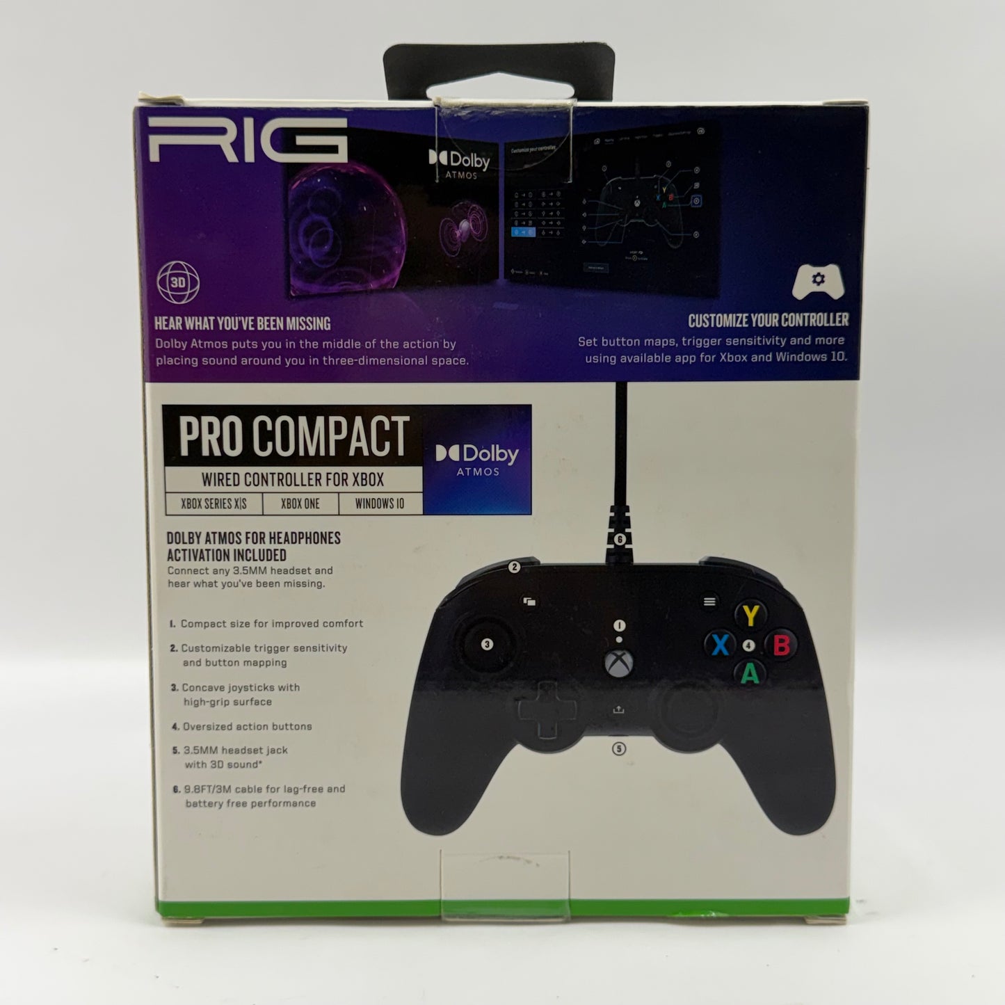 New RIG Pro Compact Wired Controller Black 50-1147-01 Wired Controller For Xbox
