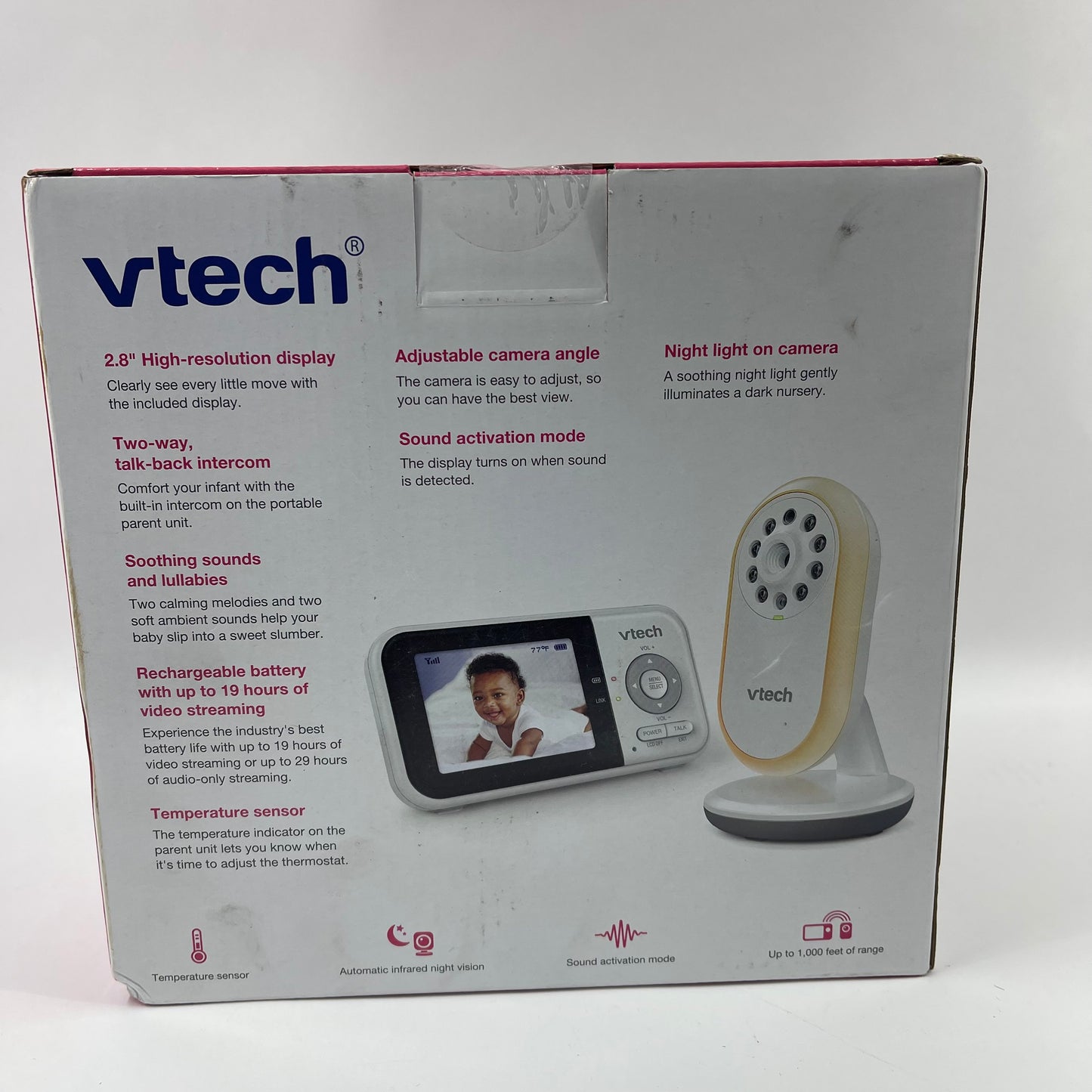 New VTech 2.8" Fixed Position Video Baby Monitor VM3258