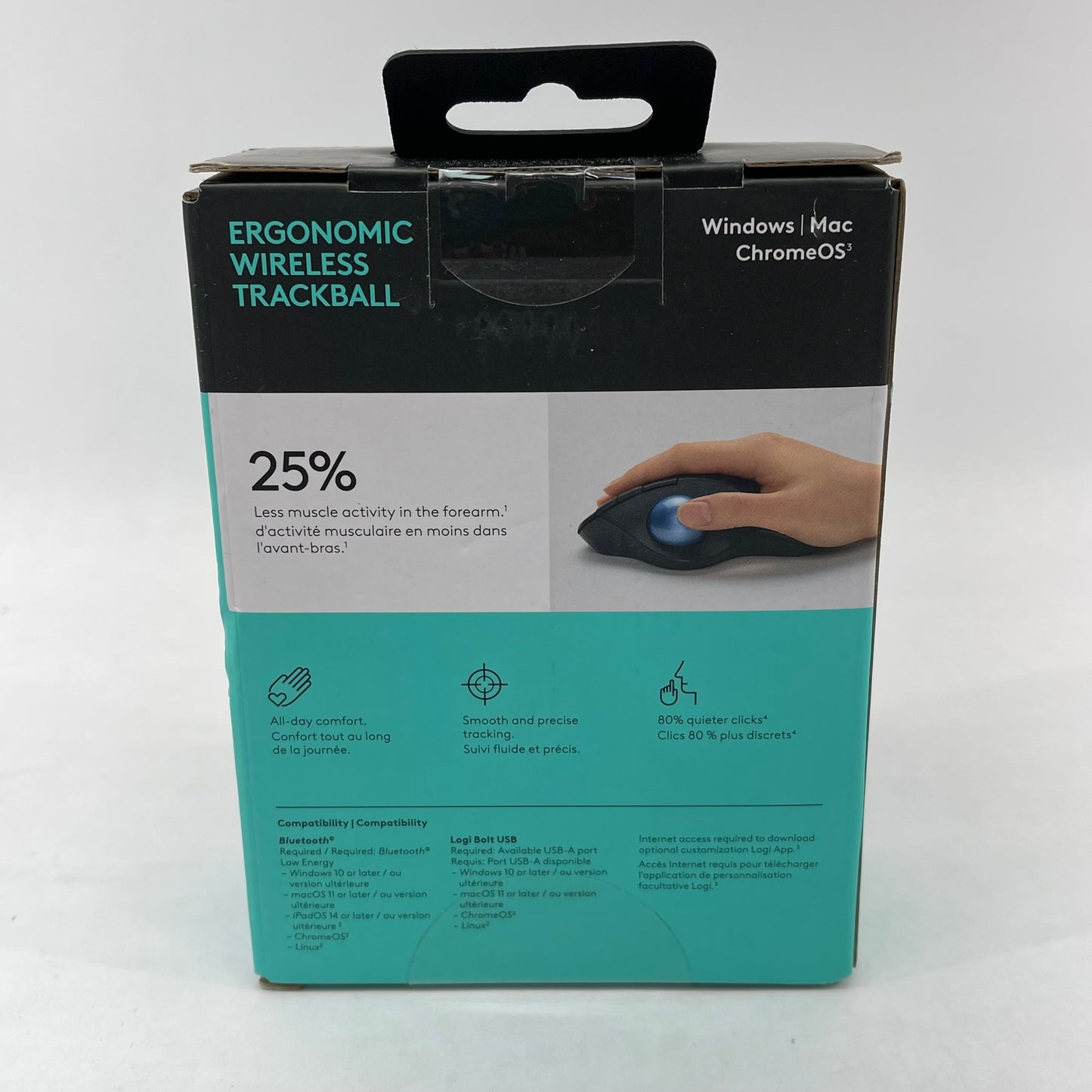 New Logitech Ergonomic Wireless Trackball Mouse 910-006610