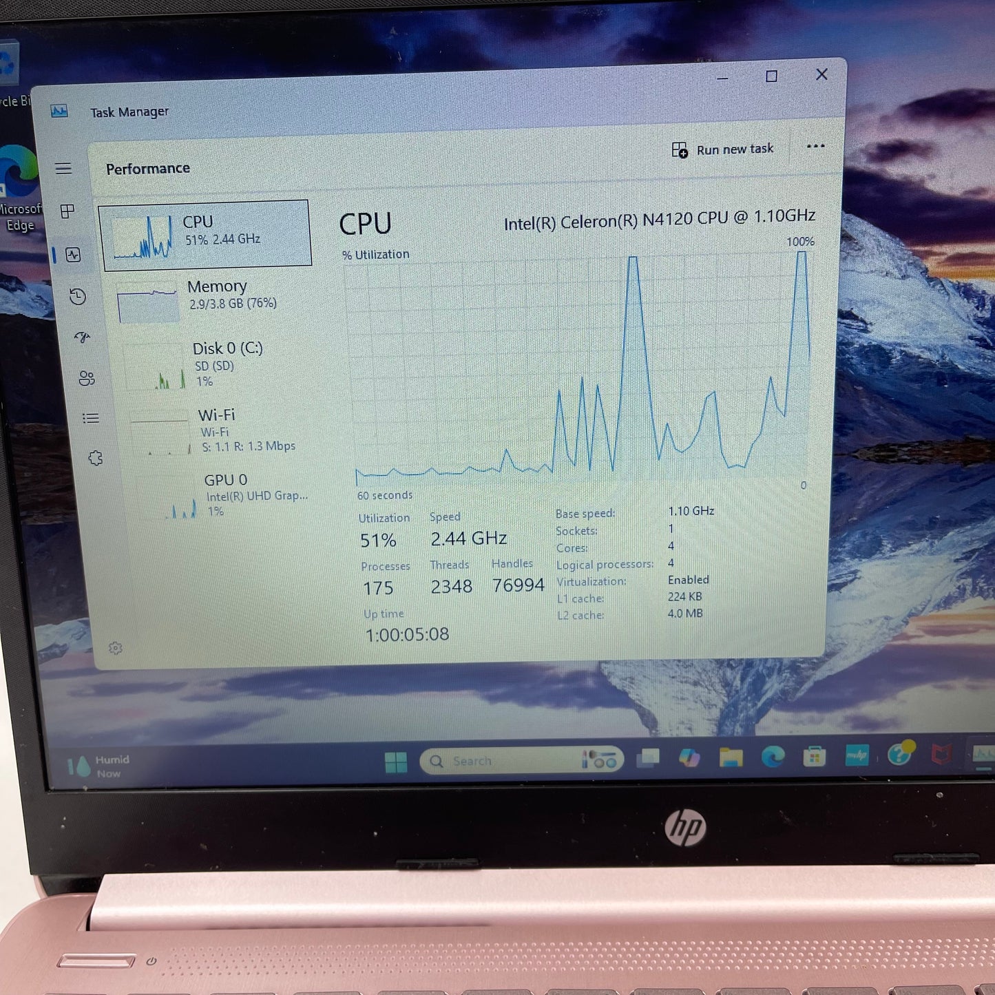 HP Laptop 14-cf2112wm 14" Celeron N4120 1.1GHz 4GB RAM 64GB SSD