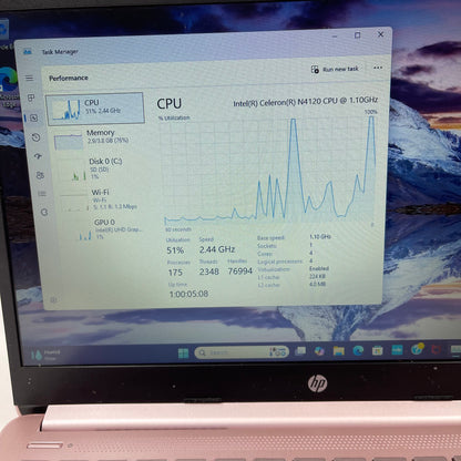HP Laptop 14-cf2112wm 14" Celeron N4120 1.1GHz 4GB RAM 64GB SSD