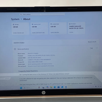 HP Laptop 17-CN0045NR 17.3" Celeron N4120 1.1GHz 4GB RAM 256GB SSD