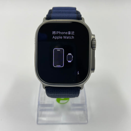 Unlocked Apple Watch Ultra 49MM Natural Titanium Blue Alpine Loop MQEU3LL/A