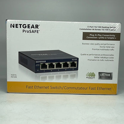 New Netgear ProSafe 5-Port 10/100 Mbps Fast Ethernet Switch FS105NA