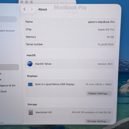 2023 Apple MacBook Pro 14" M2 Pro 16C GPU 3.5GHz 16GB RAM 512GB SSD MPHE3LL/A