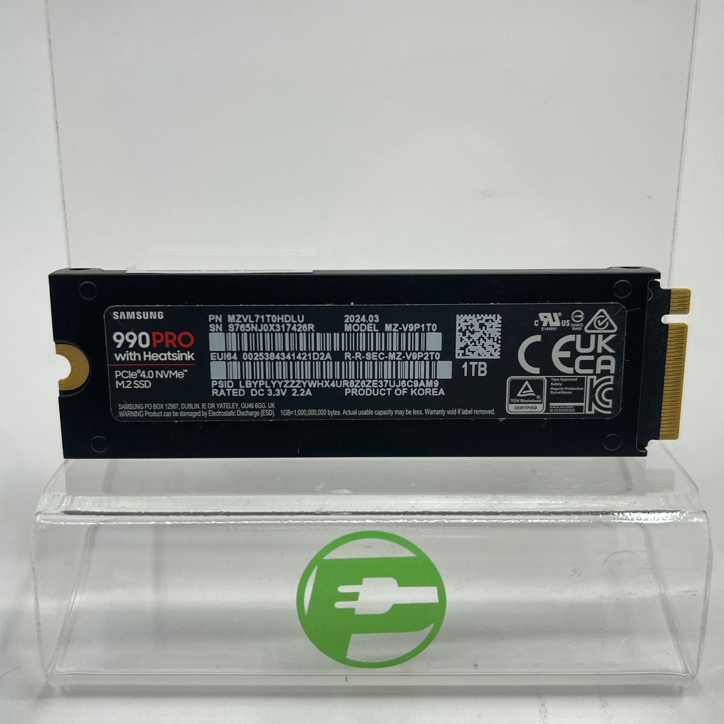Samsung 2280mm 990 Pro 1TB M.2 NVMe Gen 4.0 x 4 SSD MZ-V9P1T0 SSD