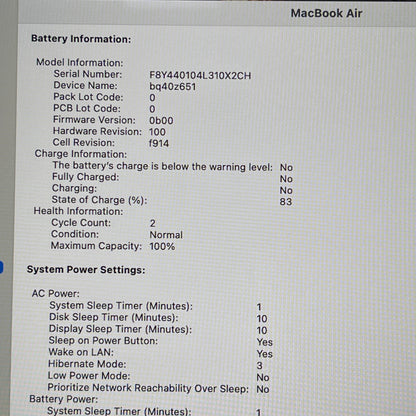 2024 Apple MacBook Air 13.6" M3 8C GPU 4.0GHz 16GB RAM 256GB SSD A3113