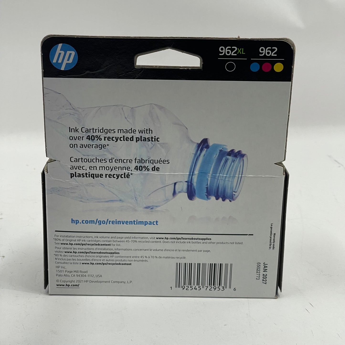 New HP 962XL 4-Pack Ink Cartridge Bundle Pack Exp. Apr 2027