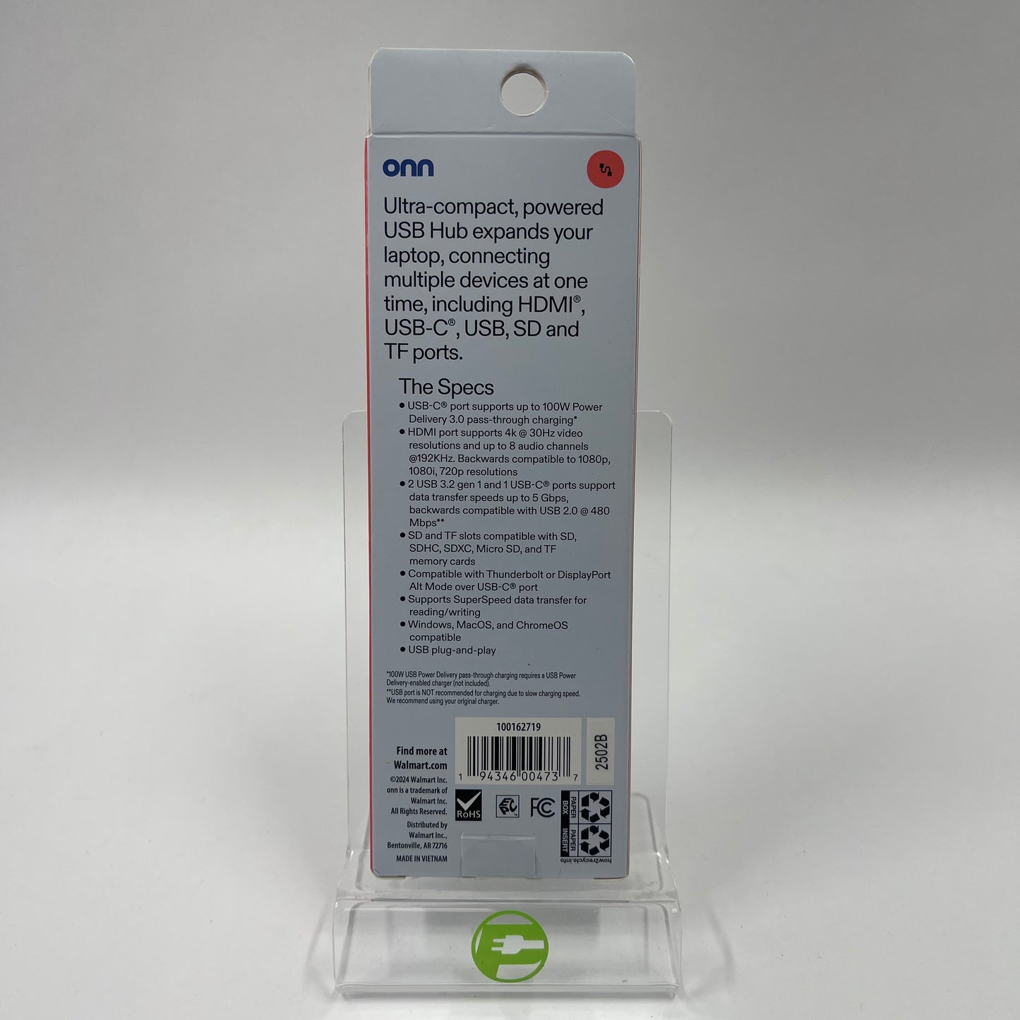 New Onn Multi-Port USB-C Hub with Power Delivery 100162719