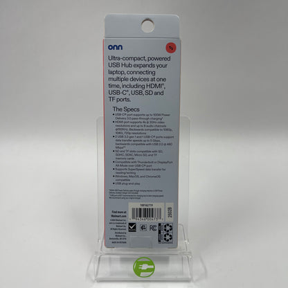 New Onn Multi-Port USB-C Hub with Power Delivery 100162719