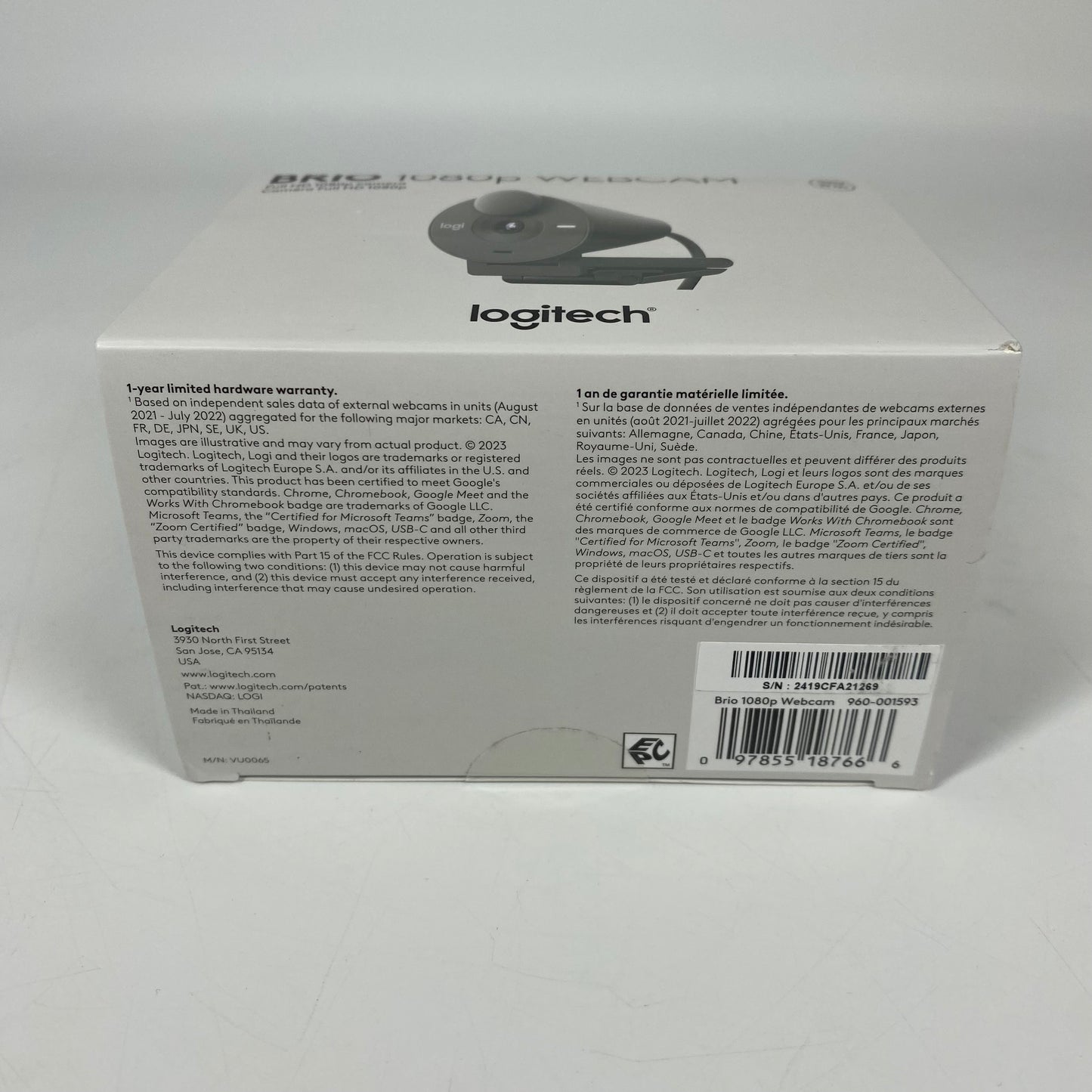 New Logitech Brio Full HD 1080p Webcam 960-001593