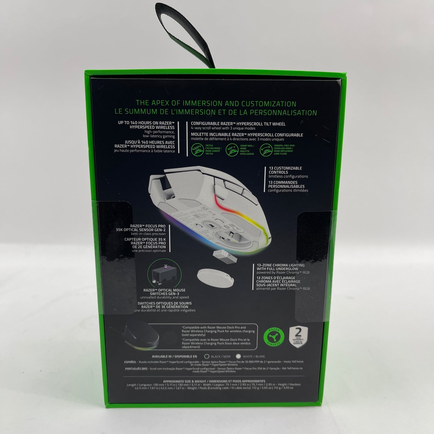 New Razer Basilisk V3 Pro 35K Wireless Gaming Mouse White Edition RZ01-0524 