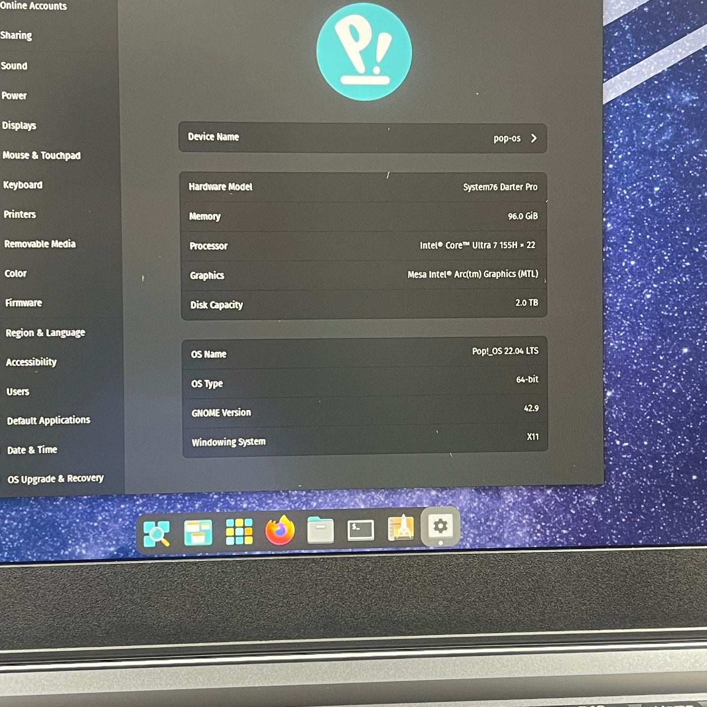 System76 Darter Pro DARP10-B 14" Core Ultra 7 155H 3.8GHz 96GB 2TB SSD